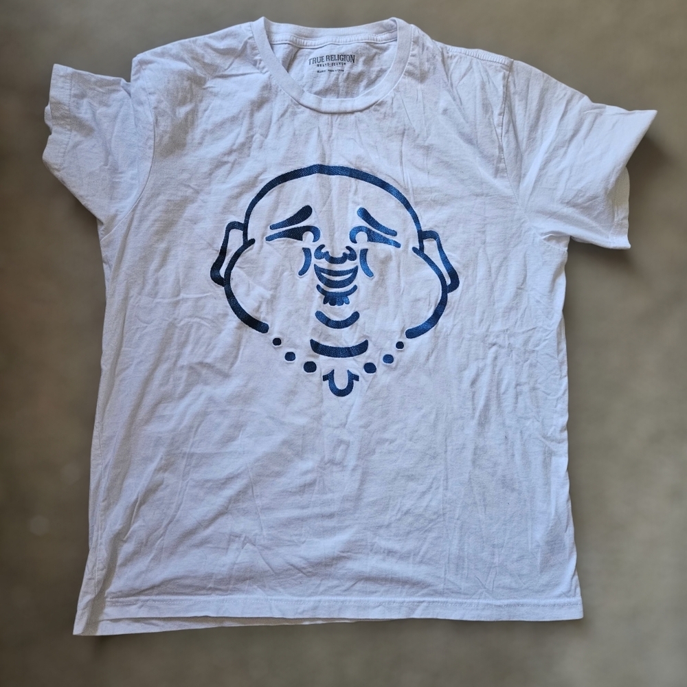 True Religion Ombre Buddha Face T-Shirt 100% Cotton Men XL